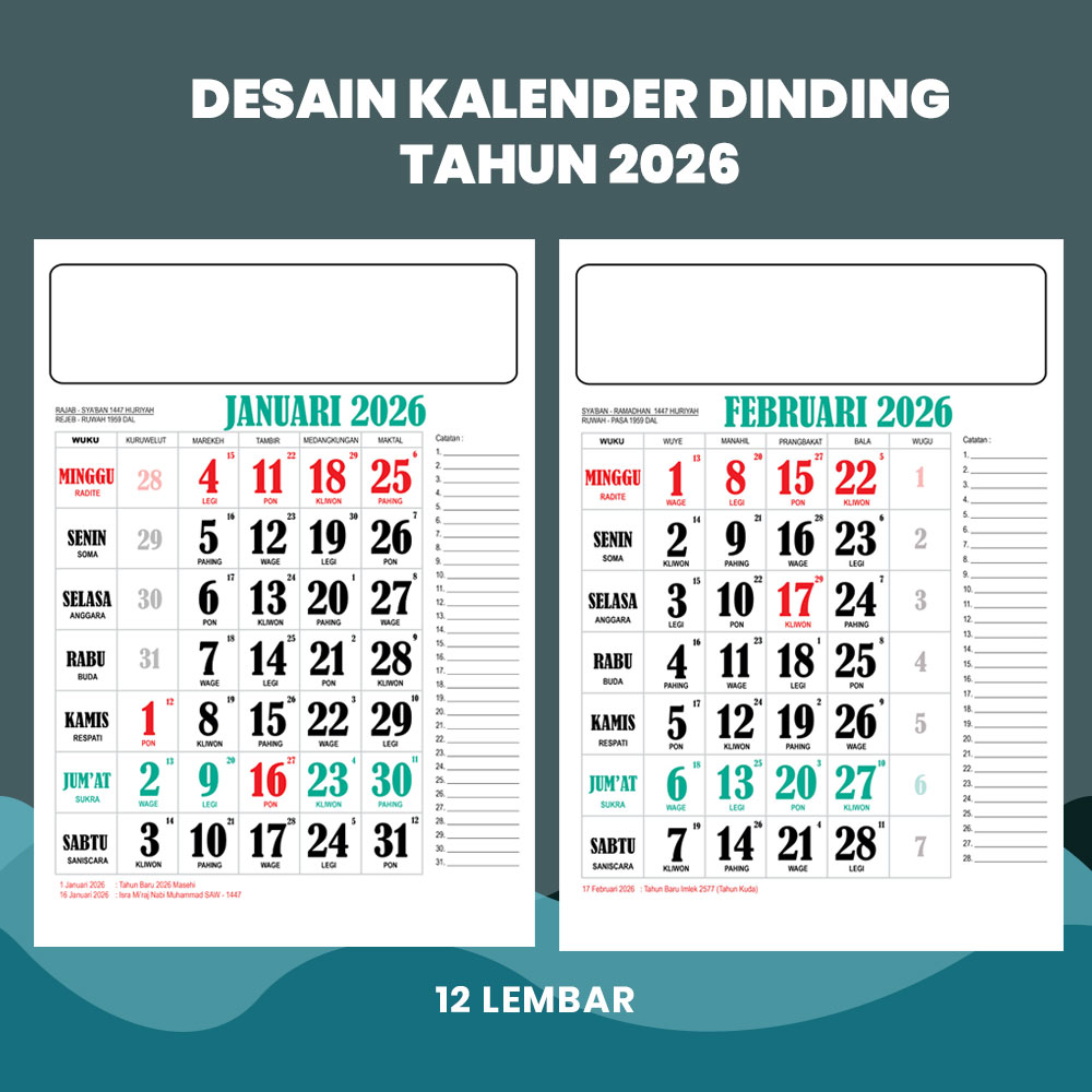 Desain Kalender Dinding PSD Editable file