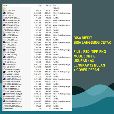 desain kalender 2026, jual custom template kalender